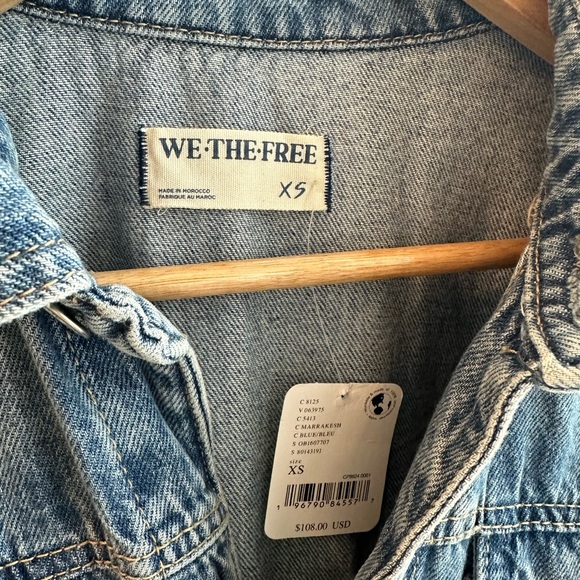 Free People Marci Denim Short Button Up Romper - Picture 5 of 7